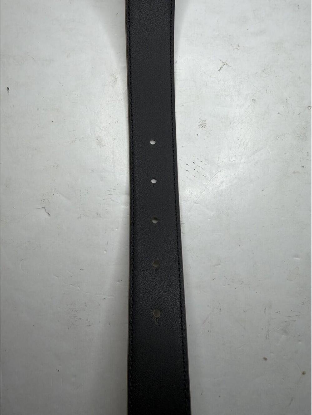 Balenciaga BB Logo Leather Belt Taupe Brown Silver Buckle Size 85 New - Picture 5 of 8